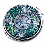 Compact Mirror Inlaid with Mother of Pearl Arabesque 